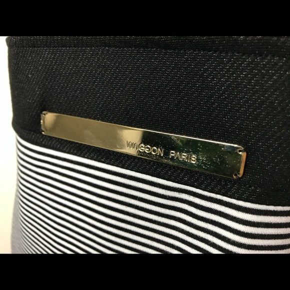 Waggon Paris Black Dress -white stripes- Sz Large - Picture 8 of 8